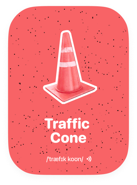 CapWords vocabulary card for traffic cone